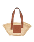 Basket Tote, &pound;220, Handbags, Beige/Brown, Leather/Raffia, Front view